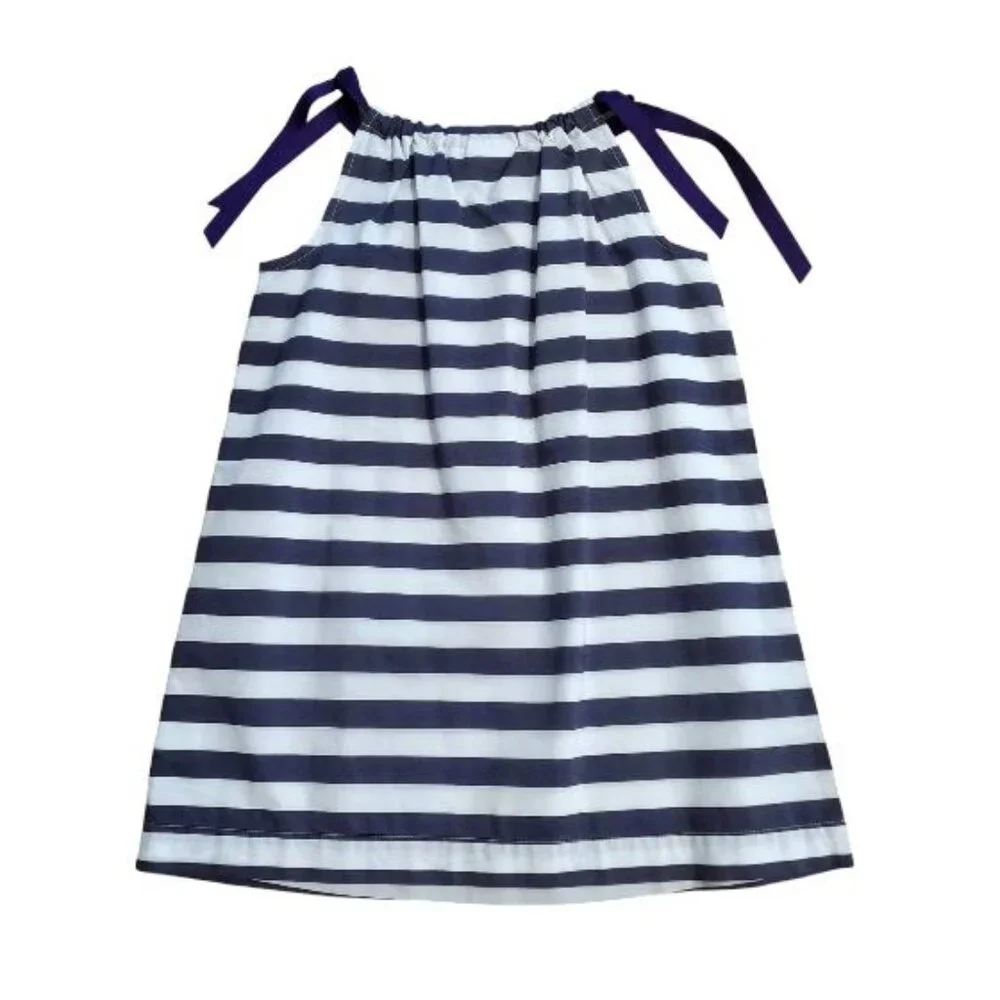 NWT Hanna Andersson Blue White Striped Pillowcase Dress - Size 110 (US 5)